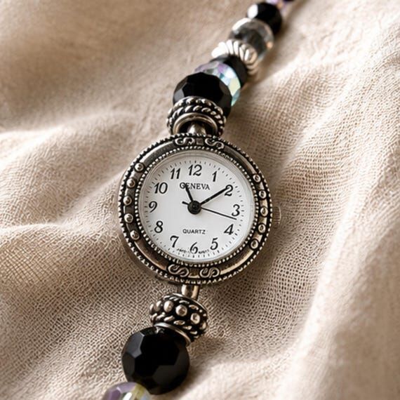 Vintage Geneva Wrist Watch Quartz Beaded Brac...