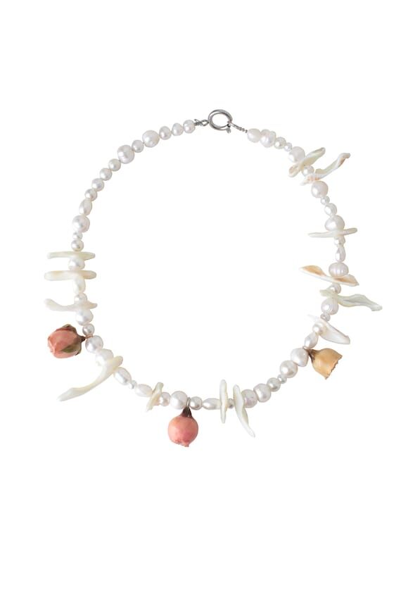 Rosebud Pearl Necklace, Real Roses in Resin, ...