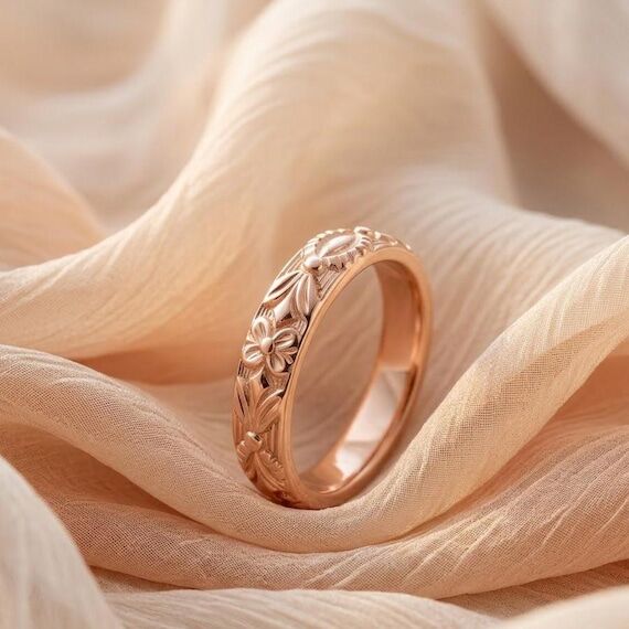 Floral 14kRose Gold Plated Ring, Botanical 92...