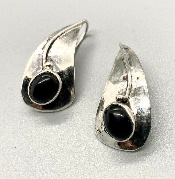 Handmade Onyx Earrings, Sterling Silver, Leo ...