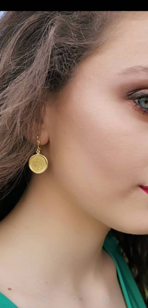 Phaistos Disc Earrings: Minoan Greek Jewelry,...