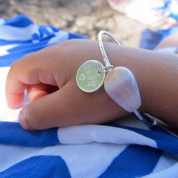Sterling Silver Baby Bangle: Hawaiian Shell, ...