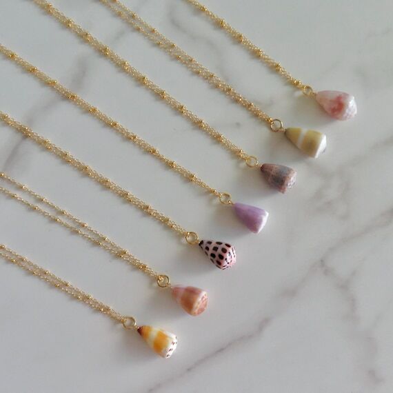 Hawaiian Cone Shell Necklace: 14k Gold Filled...