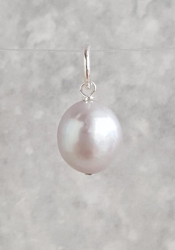 Shiny Grey Baroque Freshwater Pearl Pendant C...
