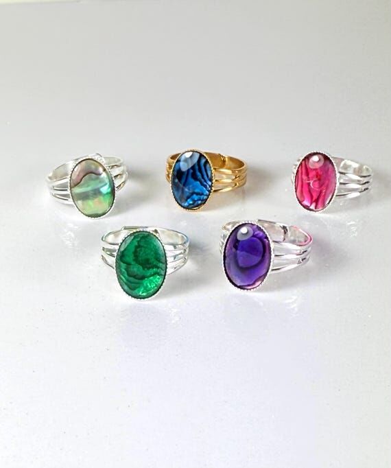 Abalone Shell Ring: Adjustable Silver or Gold...