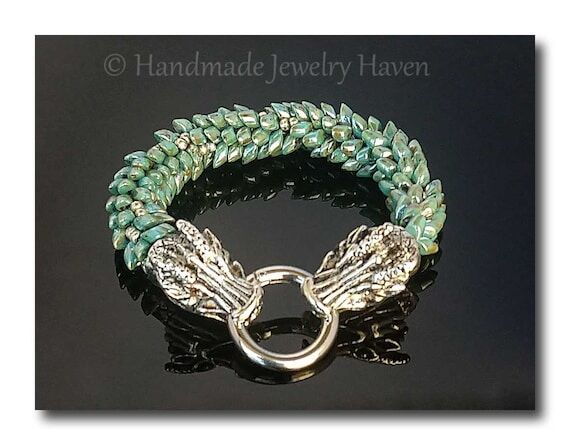 Viking Bracelet, Turquoise Jewelry, Dragon Je...