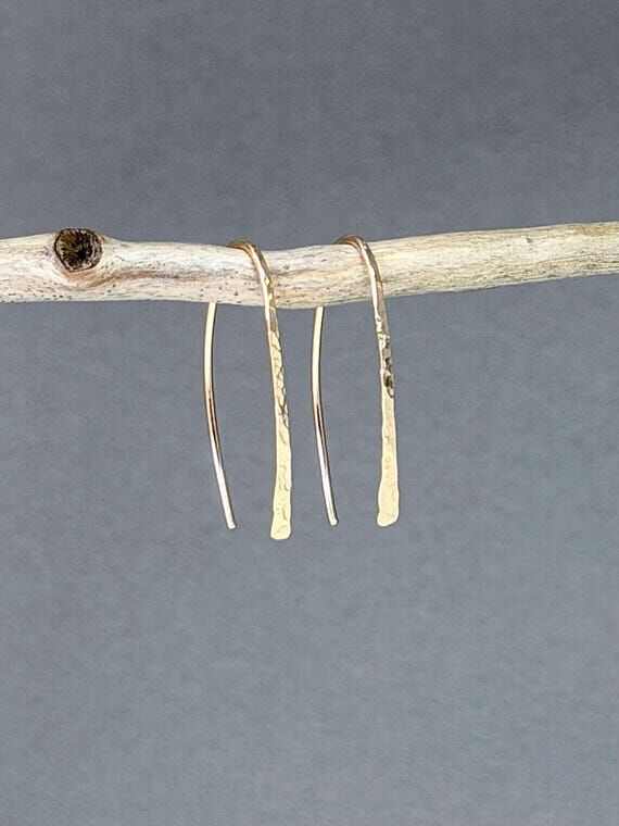 Threader Earrings Gold - Small Lightweight Ha...