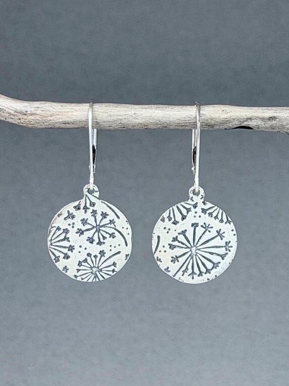 Dandelion Earrings - Sterling Silver Dangle E...