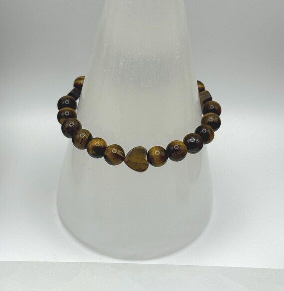 Tiger's Eye Heart Bracelet, Protection, Love,...