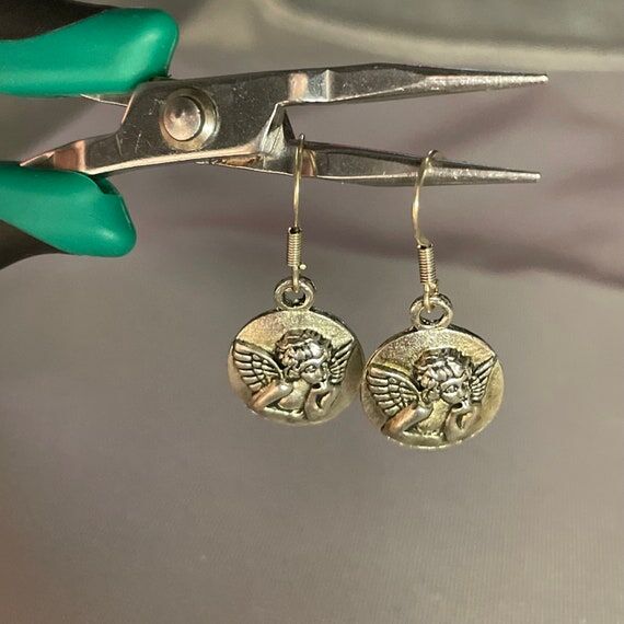 Whimsygoth Silver Angel Charm Earrings | Fair...