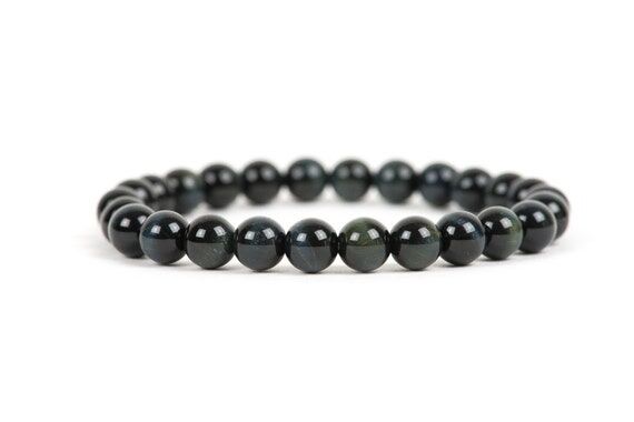 Chatoyant Blue Bracelet, Cat's Eye Natural Ge...