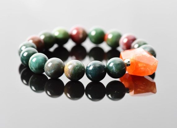Bloodstone Bracelet, March Birthstone Heliotr...