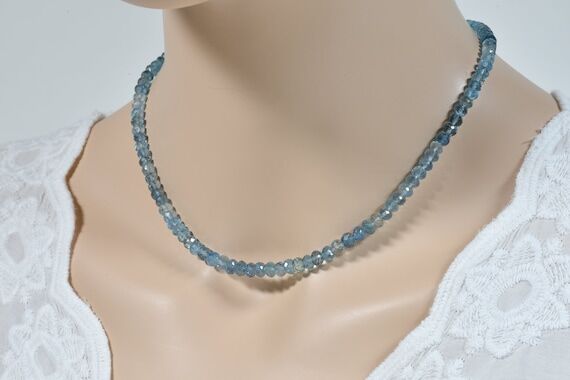 AAA Offiki Aquamarine Necklace, Genuine High-...