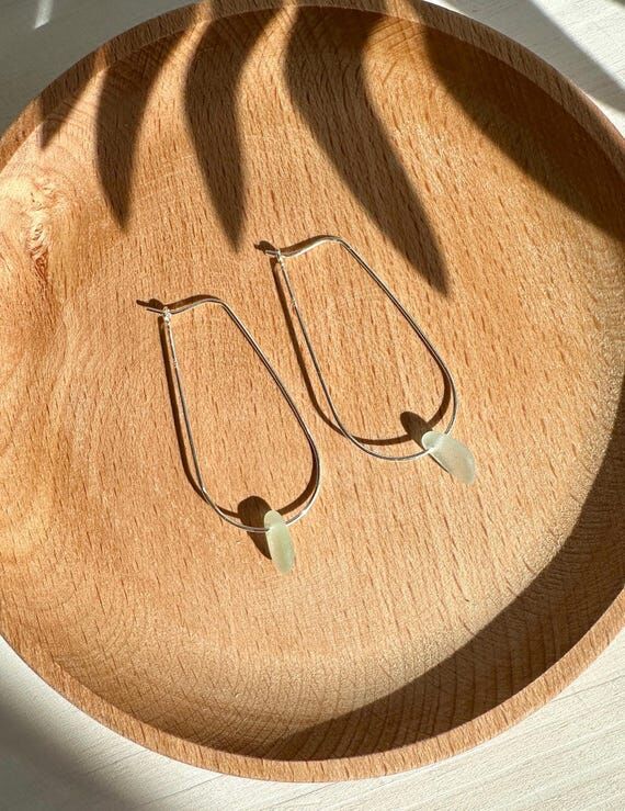 Handmade Sea Foam Earrings: Sterling Silver T...
