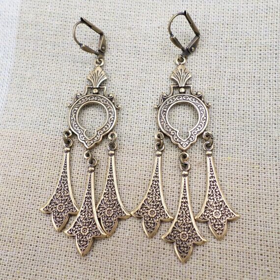 Brass Chandelier Earrings: Medieval Renaissan...