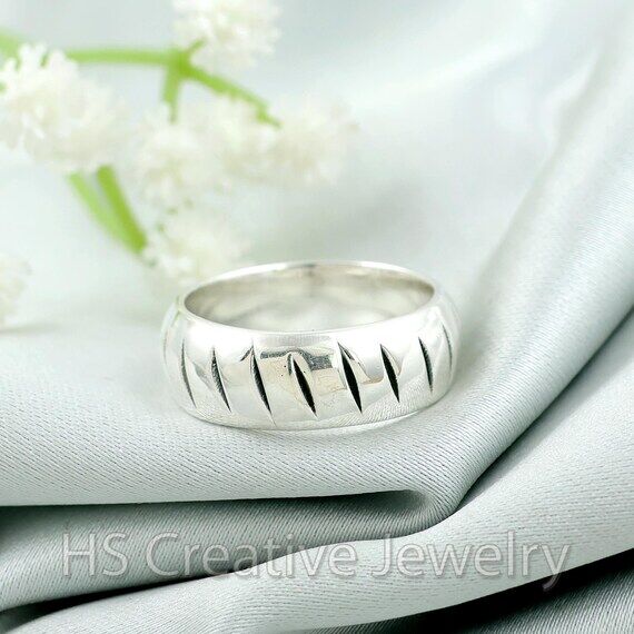 925 Sterling Silver Half Dome Thumb Band Ring...