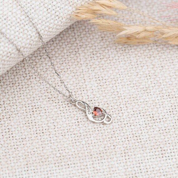 Sterling Silver Treble Clef Birthstone Neckla...