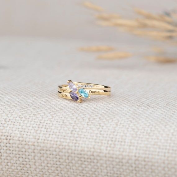 Personalized Sterling Silver Marquise Birthst...