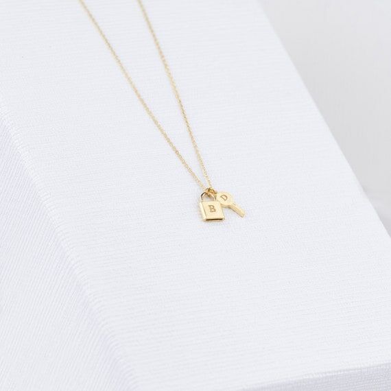 Sterling Silver Key and Lock Initial Necklace...