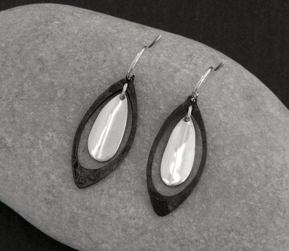 Titanium Dangle Earrings, Wrought Iron Frame,...