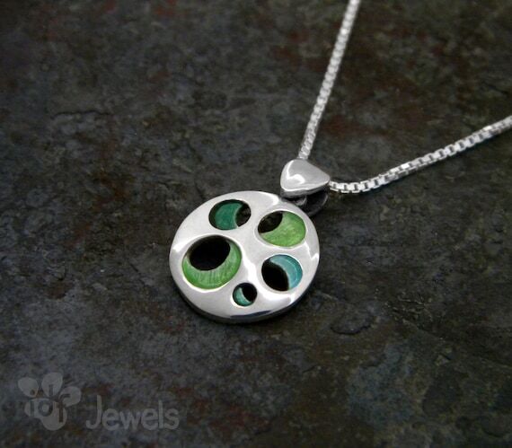 Handcrafted Sterling Silver Enamel Pendant - ...