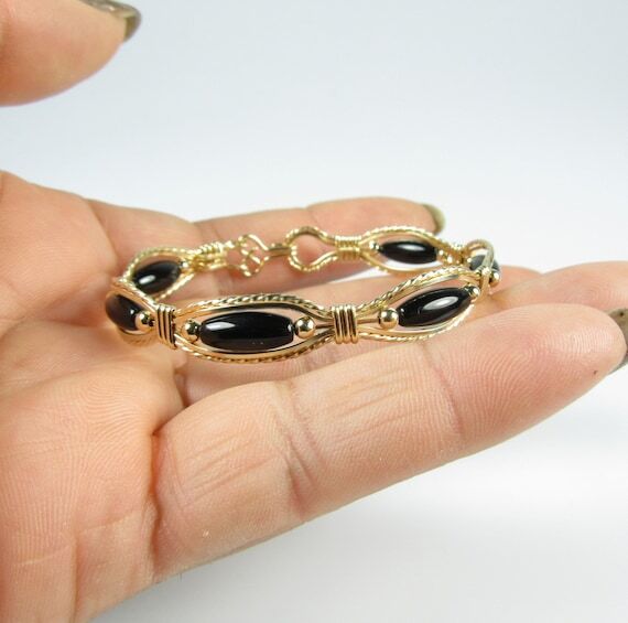 Black Onyx Bracelet, Handmade Bracelet, Gemst...