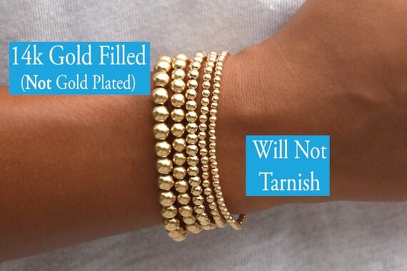 14k Gold Filled Bead Bracelet – Dainty Wate...