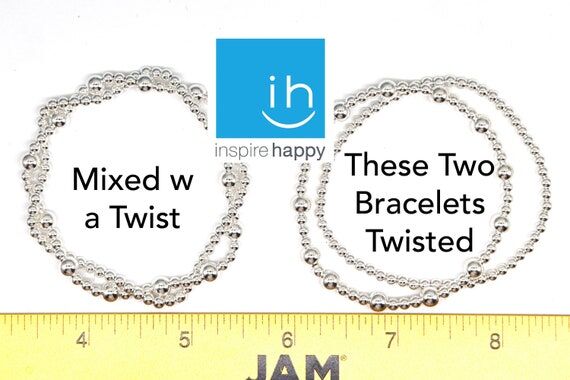 SILVER Bead Bracelet with a Twist, Two silver...