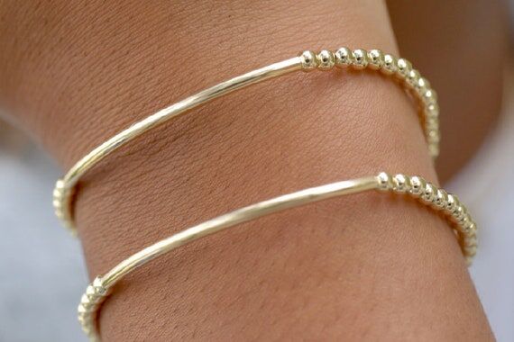 Gold Bar Bracelet, Silver Tube Bracelet, Tube...