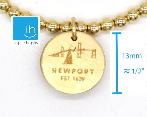 Newport Disc Necklace or Bead Bracelet in Gol...