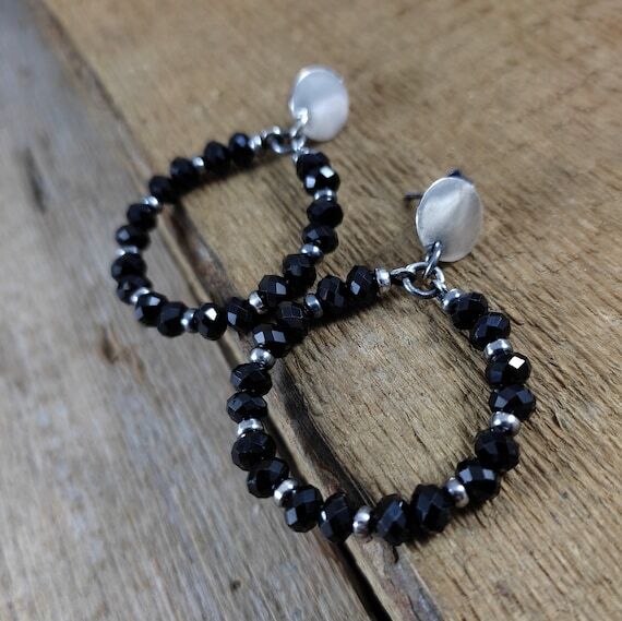 Oxidized Sterling Silver Spinel Earrings - Ha...