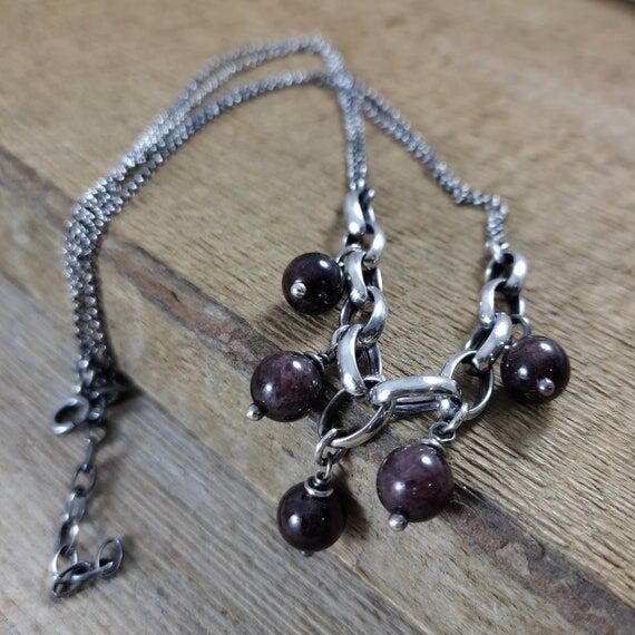 Handmade Oxidized Sterling Silver Garnet Ball...