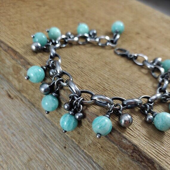 Oxidized Sterling Silver Amazonite Bracelet ...
