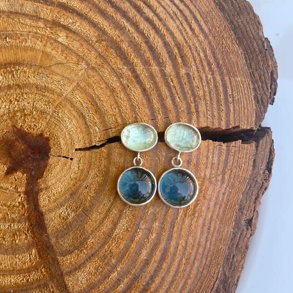 Mint Tourmaline and London Blue Topaz Earring...