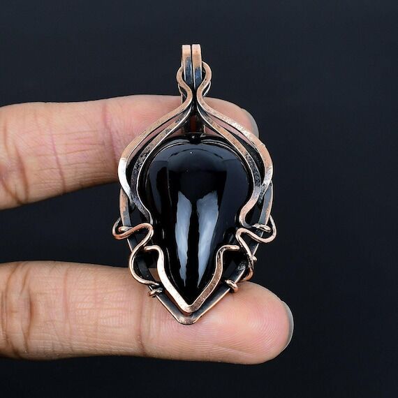Natural Obsidian Pendant, Obsidian Eye Gemsto...