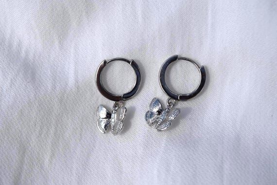 Butterfly Charm Huggie Earrings | Hypoallerge...
