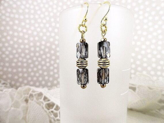 Black Crystal Earrings Swarovski Crystal Jewe...