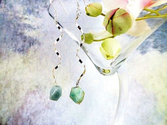 Amazonite Earrings Aqua Earrings Silver Earri...
