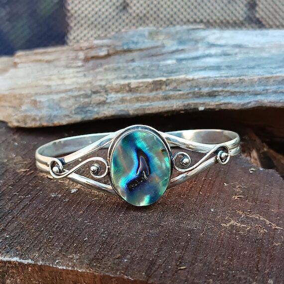 Handmade Abalone Shell 925 Sterling Silver Ba...