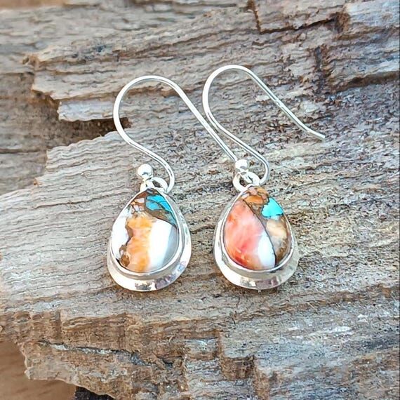 Handmade Turquoise Oyster Copper Earrings: St...