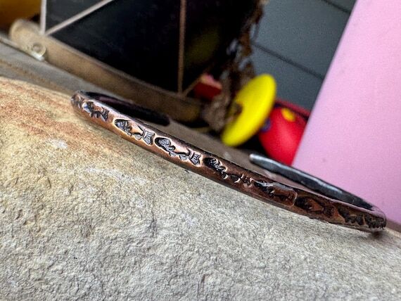 Pure copper 8 Gauge Handstamped Oxidized Fish...