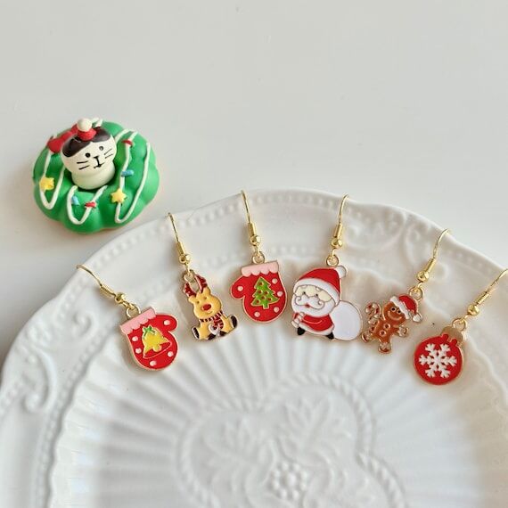 Christmas Elk earrings, Christmas gloves earr...