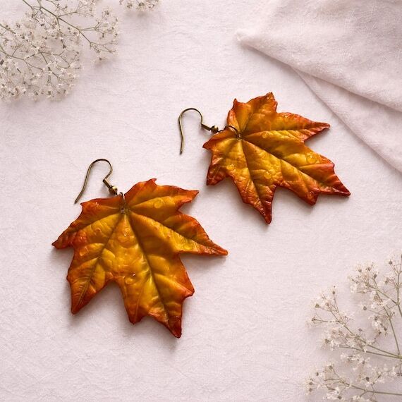 Autumn Leaf Earrings, Realistic Fall Foliage ...