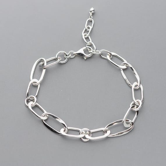 Argentium Silver Chunky Chain Bracelet: Hand ...