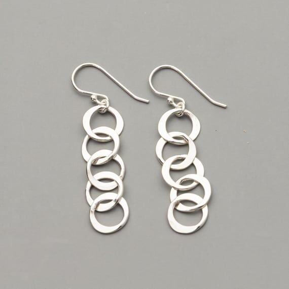 Handmade Sterling Silver Chain Earrings: Inte...