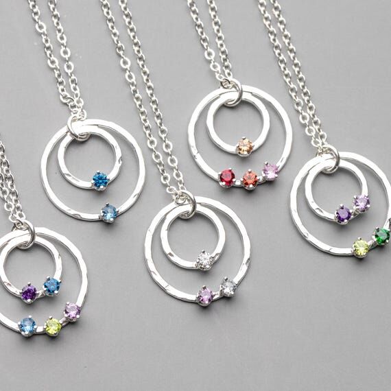 Custom Birthstone Necklace: Sterling Silver M...