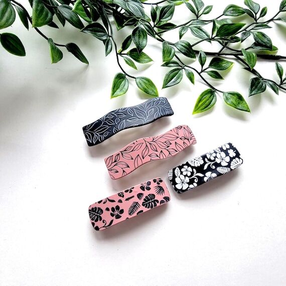 Flower hair clip, flower hair barrette, poly...