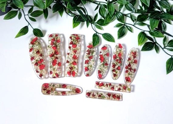 Real natural dried flower hair barrette, Fren...
