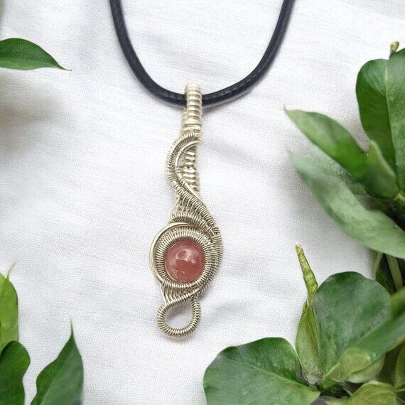 Rhodochrosite Wire Wrapped Sterling Silver Pe...