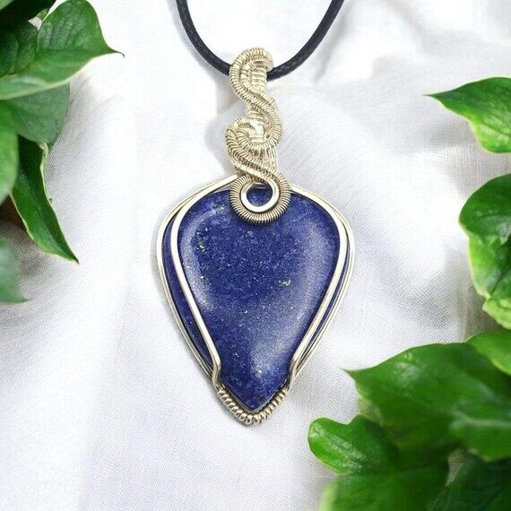 Lapis Lazuli Pendant Sterling Silver | Wire W...